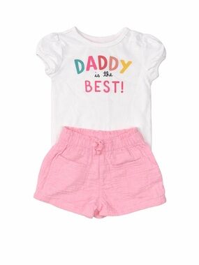 Garanimals Baby Girl Outfit 18M “Daddy is the Best” Shirt + Pink Shorts Set Cute